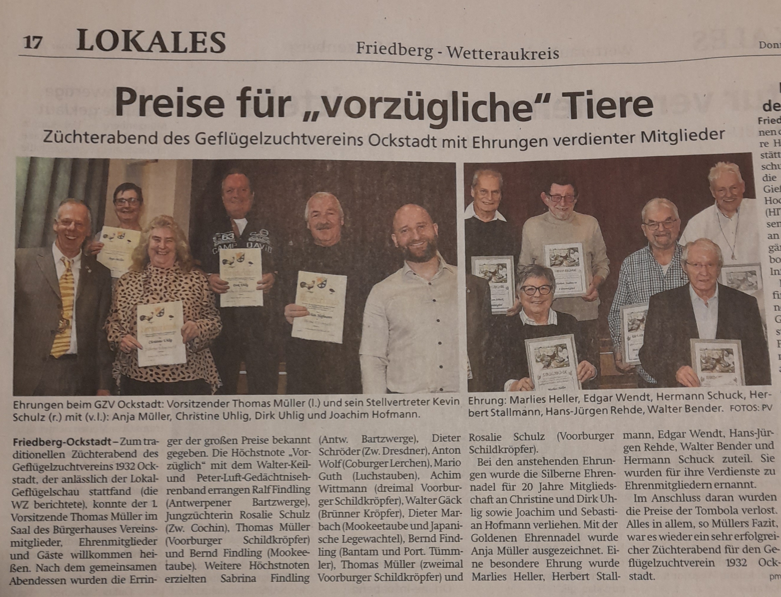 Zeitungsbericht Züchterabend